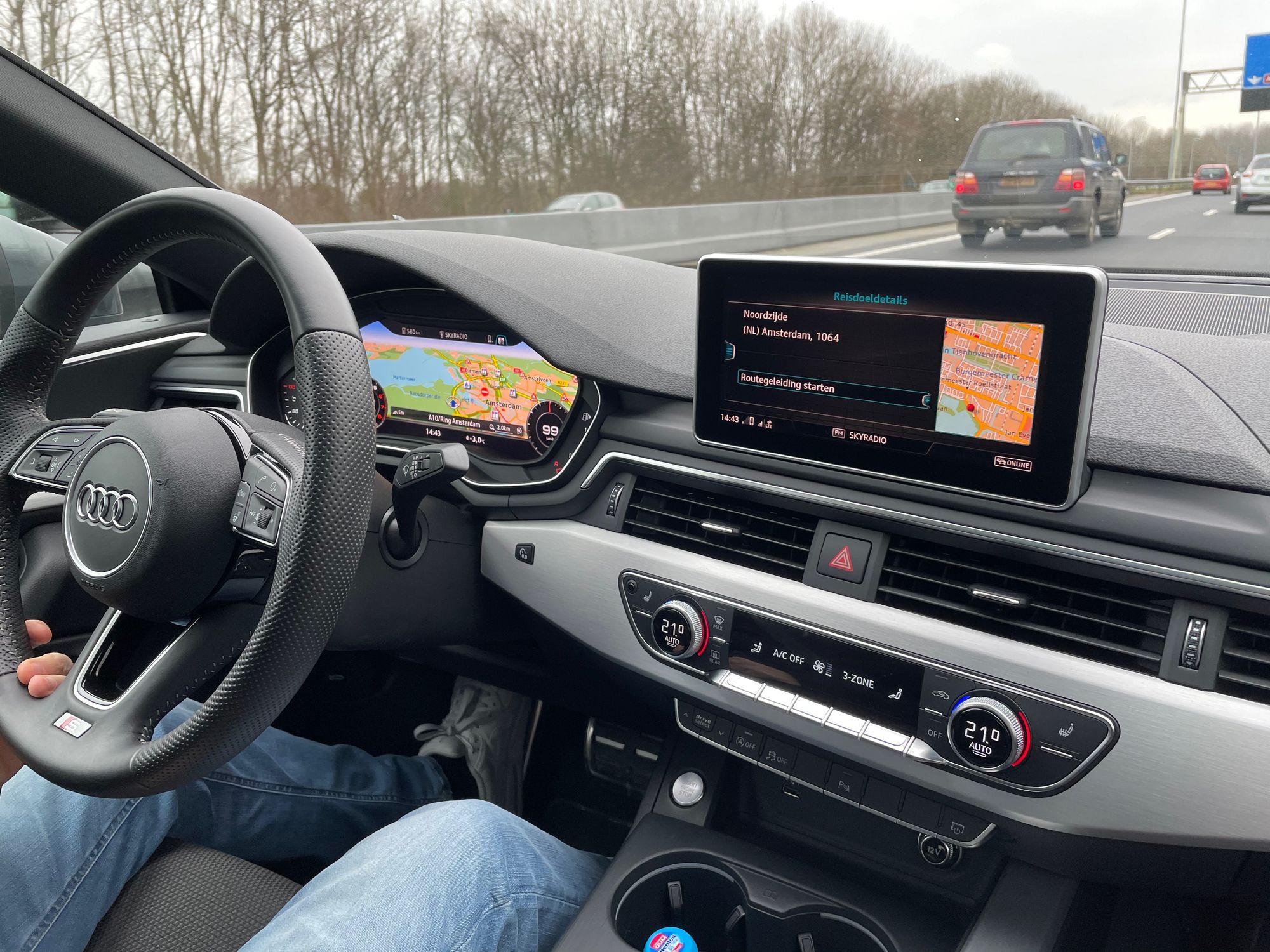 Modern dashboard in a car.