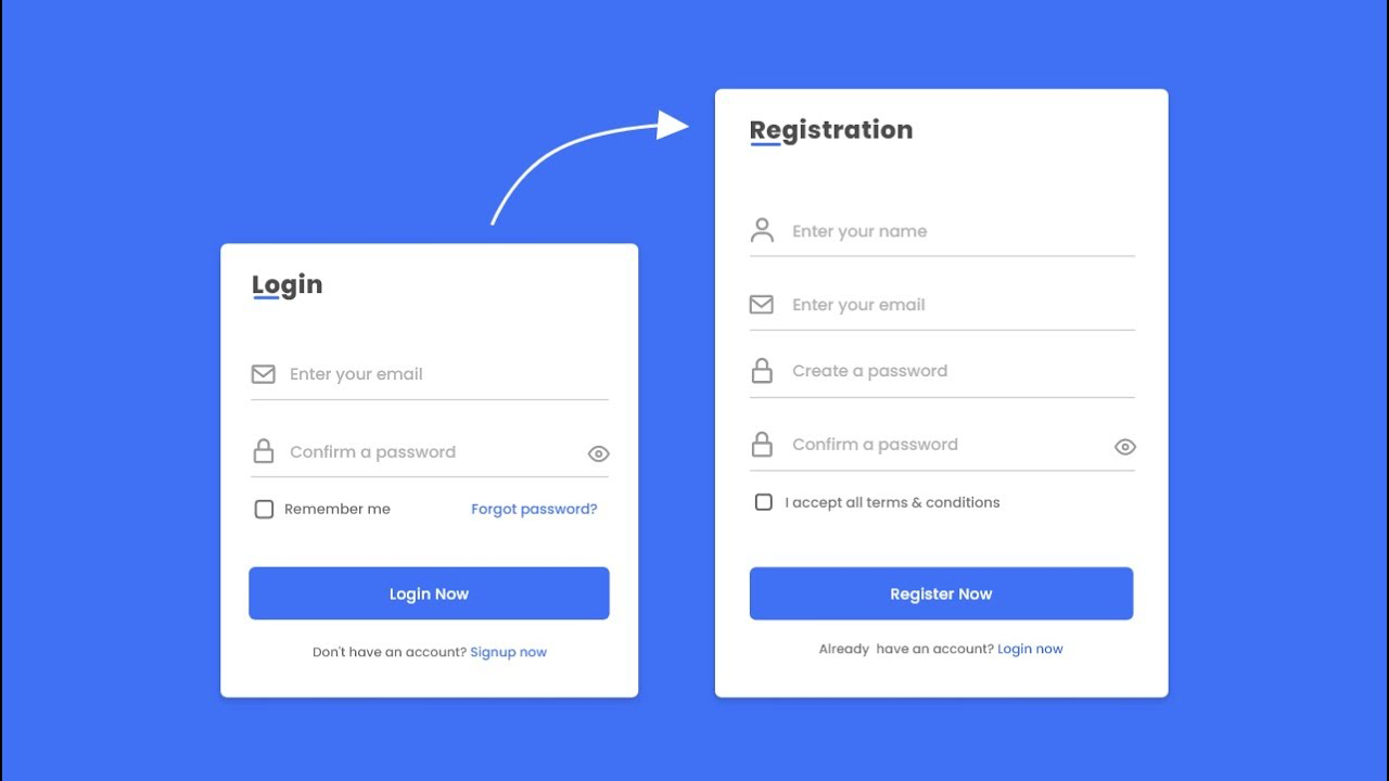 Login versus Registration, @CodingLab