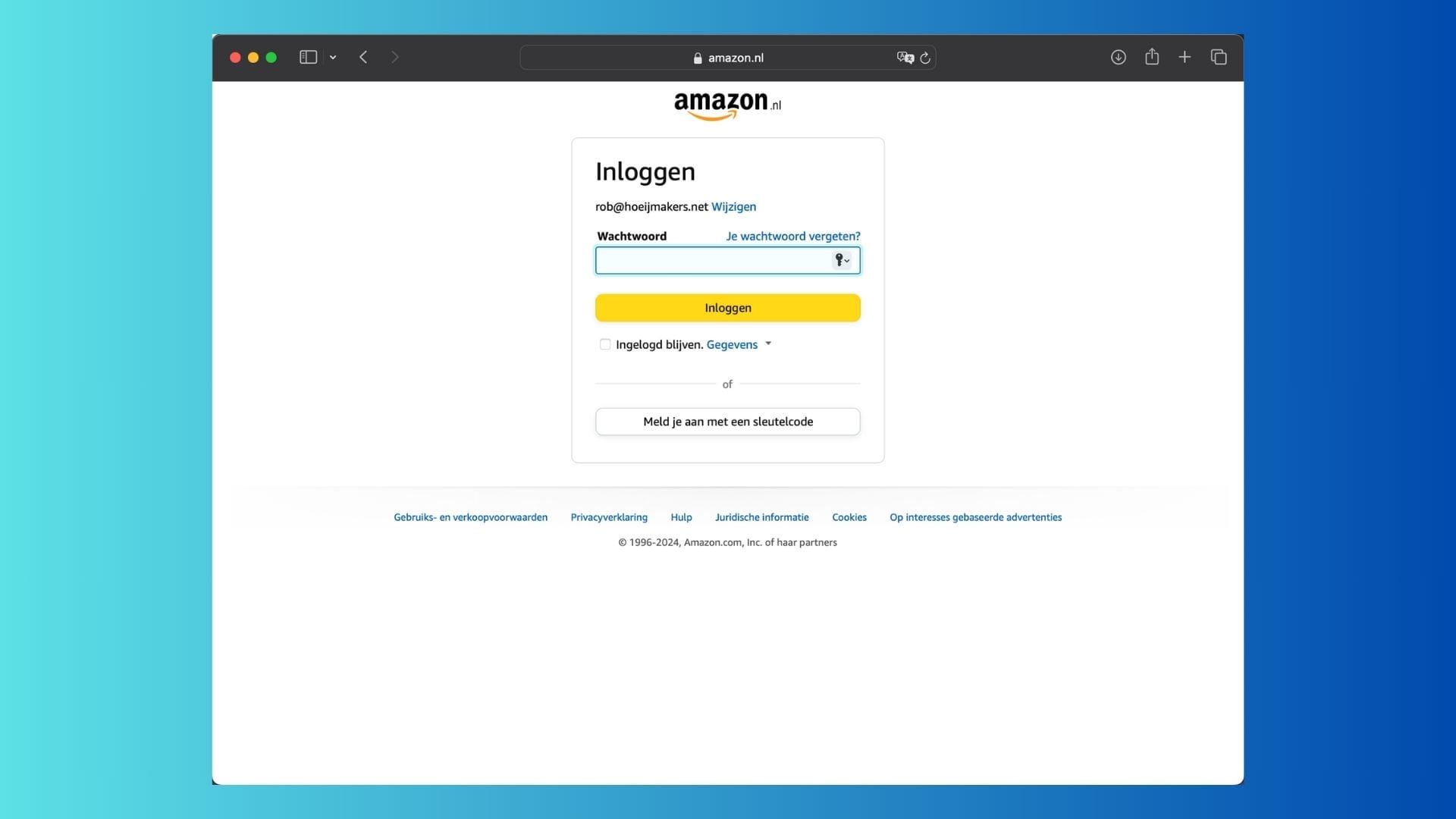 Amazon Netherlands is providing passkeys.