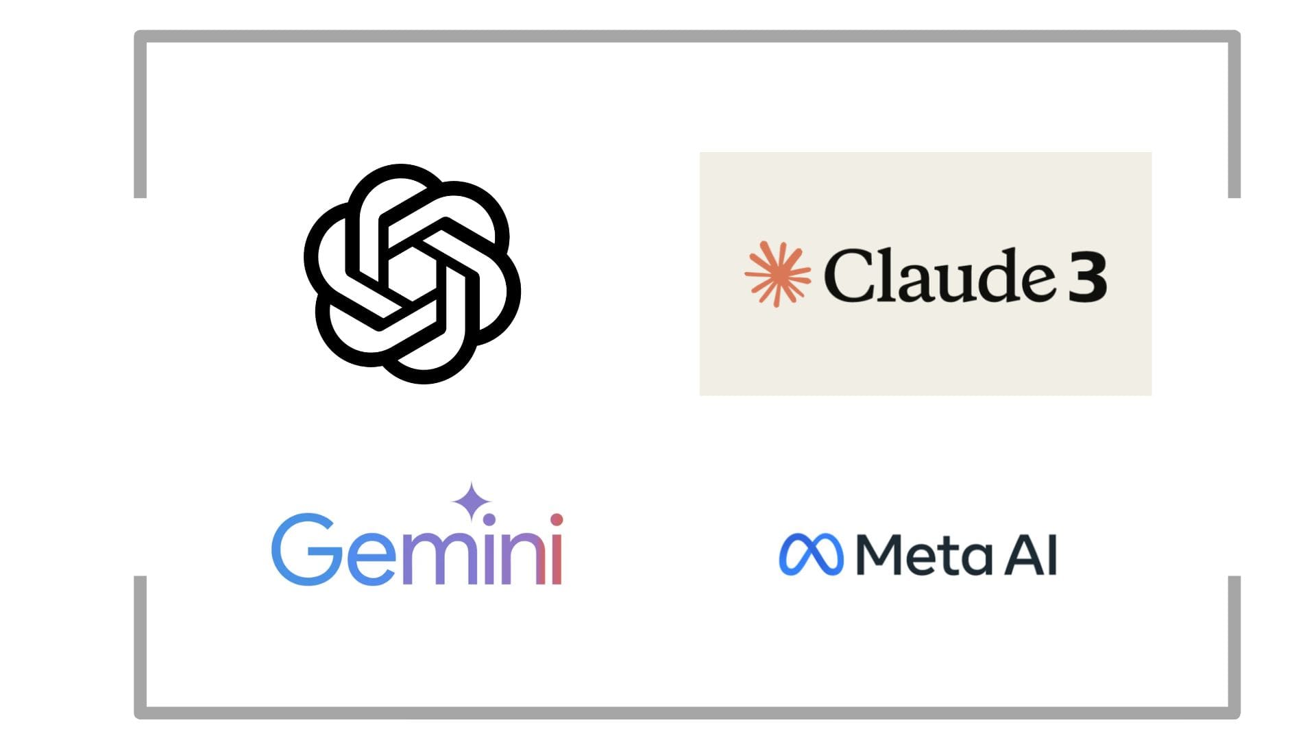 OpenAI ChatGPT, Anthropic Claude, Google Gemini and Meta's Llama.