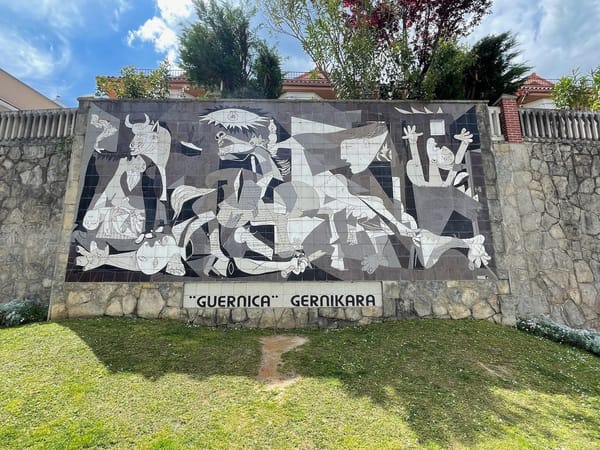 Tableau in the Bask town Gernika depicting Picasso's work Guernica.